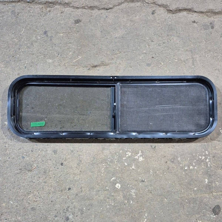 Used Black Radius Opening Window - 42 X 11 3/4 X 2 - Young Farts RV Parts
