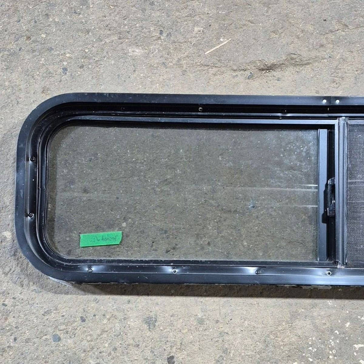 Used Black Radius Opening Window - 42 X 11 3/4 X 2 - Young Farts RV Parts