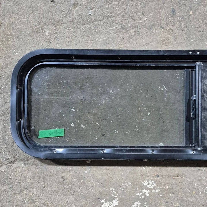 Used Black Radius Opening Window - 42 X 11 3/4 X 2 - Young Farts RV Parts