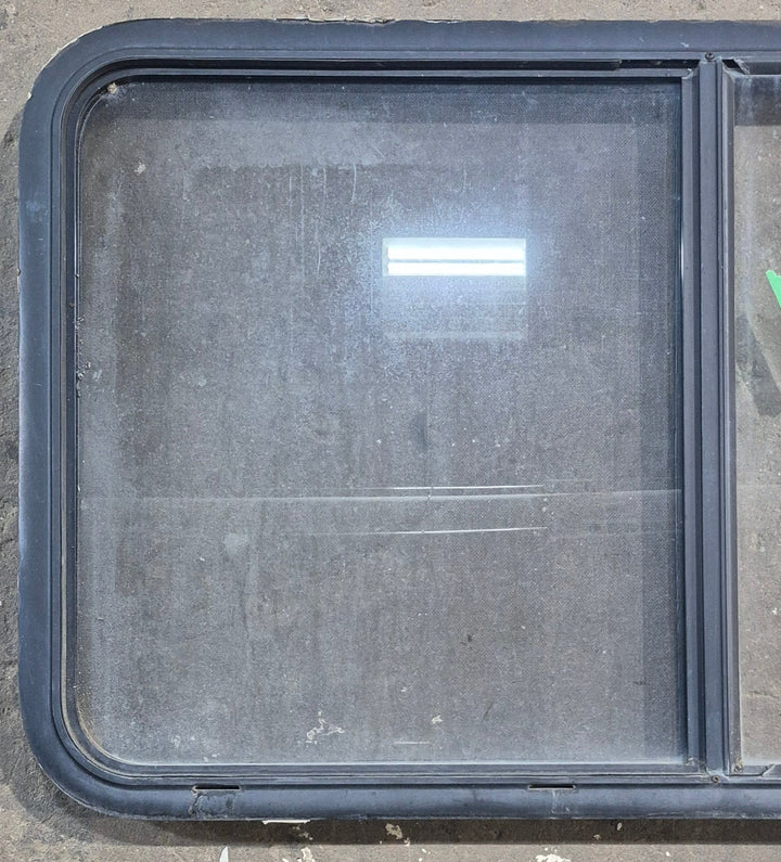 Used Black Radius Opening Window : 45 1/4" W x 25 1/4" H x 1 7/8" D - Young Farts RV Parts