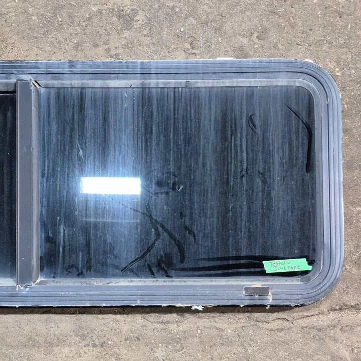 Used Black Radius Opening Window - 47 1/2" X 17 1/2" X 1 7/8" - Young Farts RV Parts