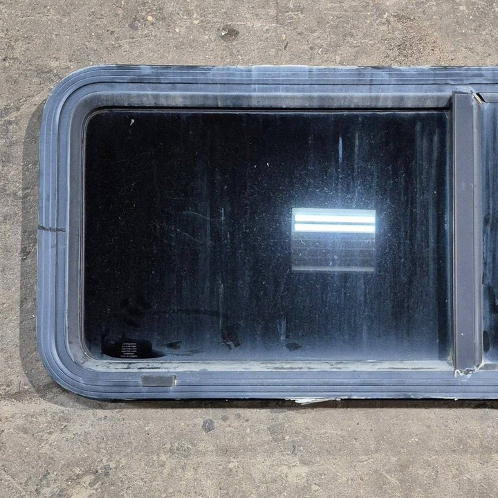 Used Black Radius Opening Window - 47 1/2" X 17 1/2" X 1 7/8" - Young Farts RV Parts