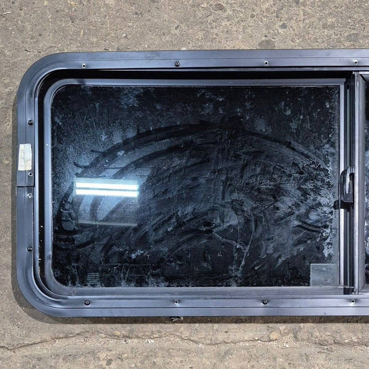 Used Black Radius Opening Window - 47 1/2" X 17 1/2" X 1 7/8" - Young Farts RV Parts