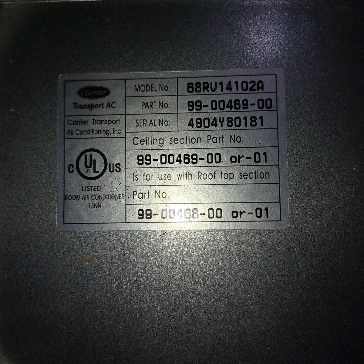 Used Carrier Air Conditioner Ceiling Assembly - 99-00469-00 - Young Farts RV Parts