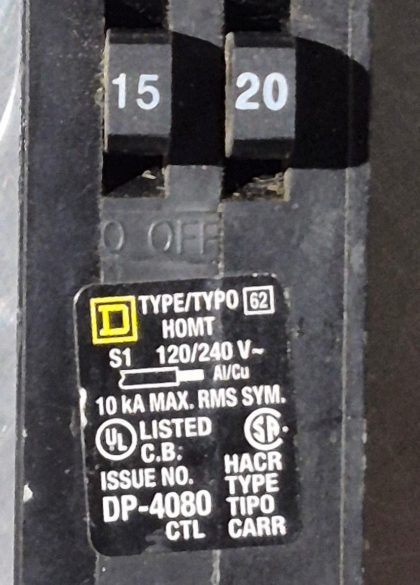 Used Circuit Breaker, Dual Pole 15/20 AMP - Young Farts RV Parts