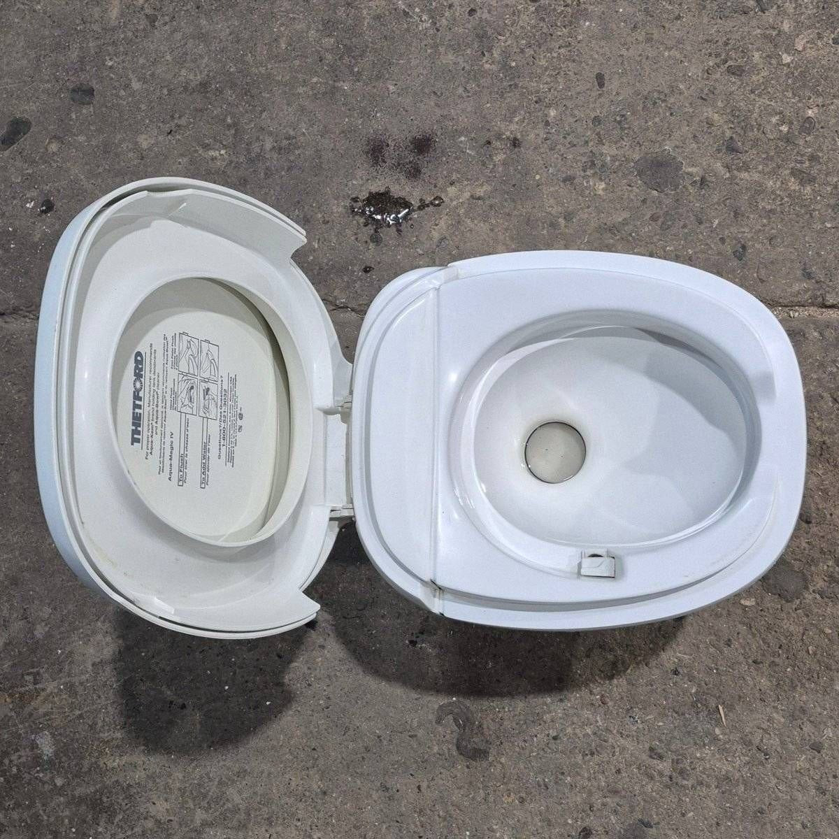 Used Complete Thetford Toilet, Foot Flush, High Profile, White - AQUA MAGIC IV , 24820 - Young Farts RV Parts