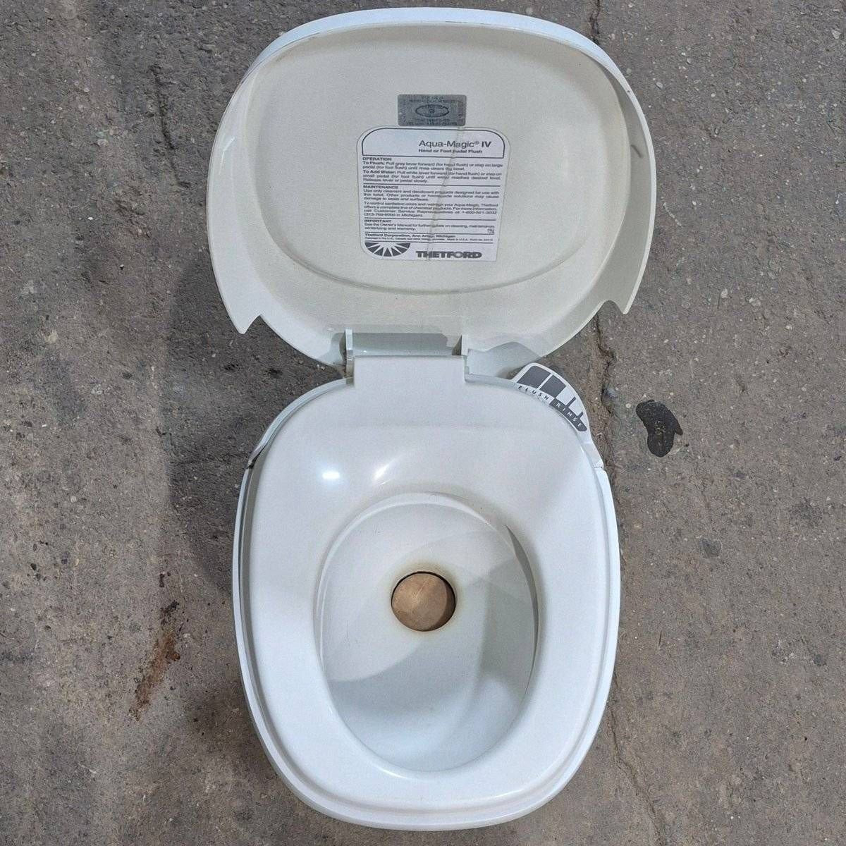Used Complete Thetford Toilet, High Profile, Hand Flush - AQUA MAGIC IV , 24920 , AMIV - Young Farts RV Parts