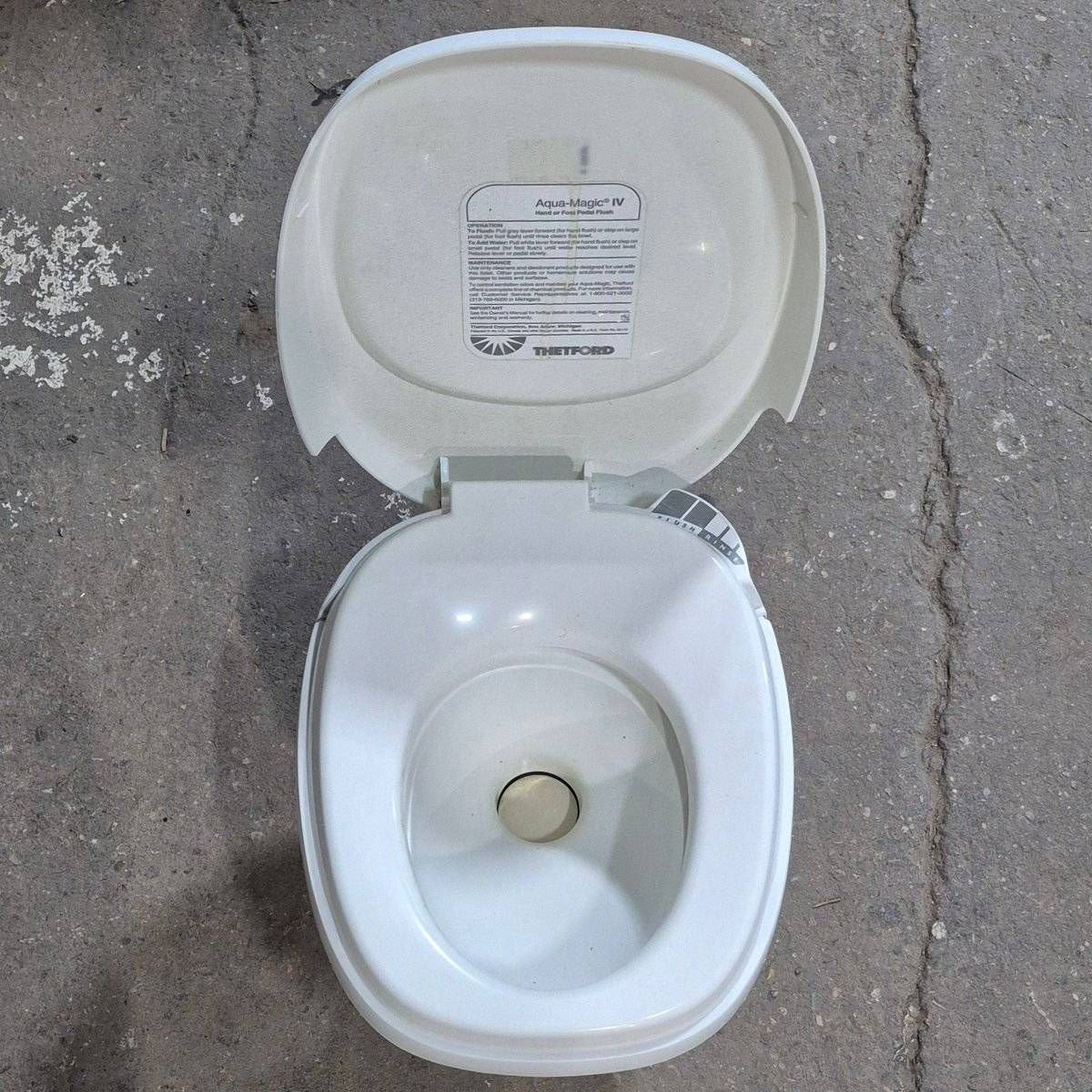 Used Complete Thetford Toilet, High Profile, Hand Flush - AQUA MAGIC IV , 24920 , AMIV - Young Farts RV Parts