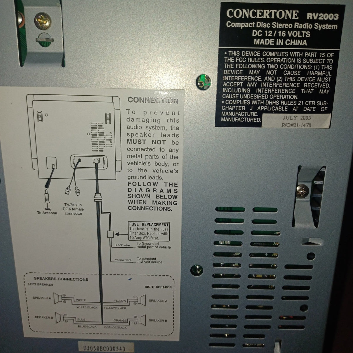 Used Concertone RV Radio RV2003 - Young Farts RV Parts