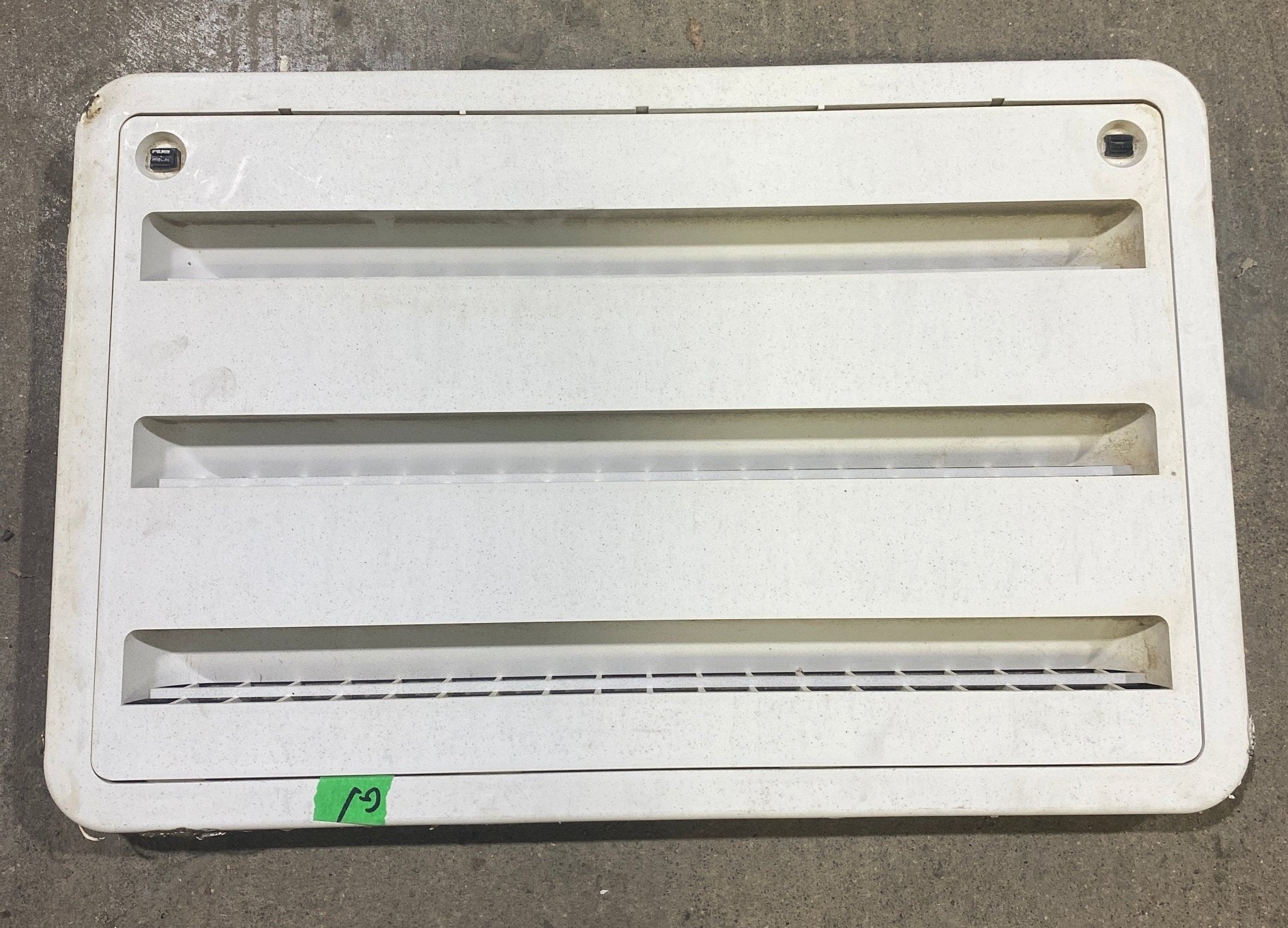 Used DOMETIC 3109350.011 - Yellowed Air Intake Side Refrigerator Vent - HAS FRAME - Young Farts RV Parts