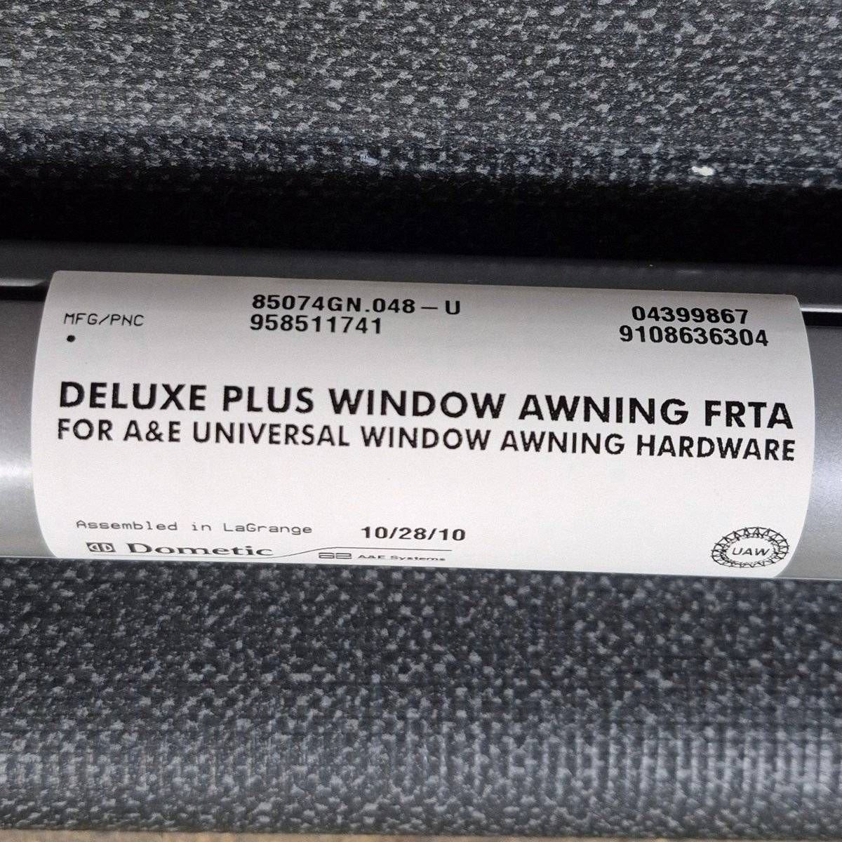 Used Dometic/ A&E Deluxe Plus Window Awning, Black Hardware, 4' - 85074GN.048 - U - Young Farts RV Parts