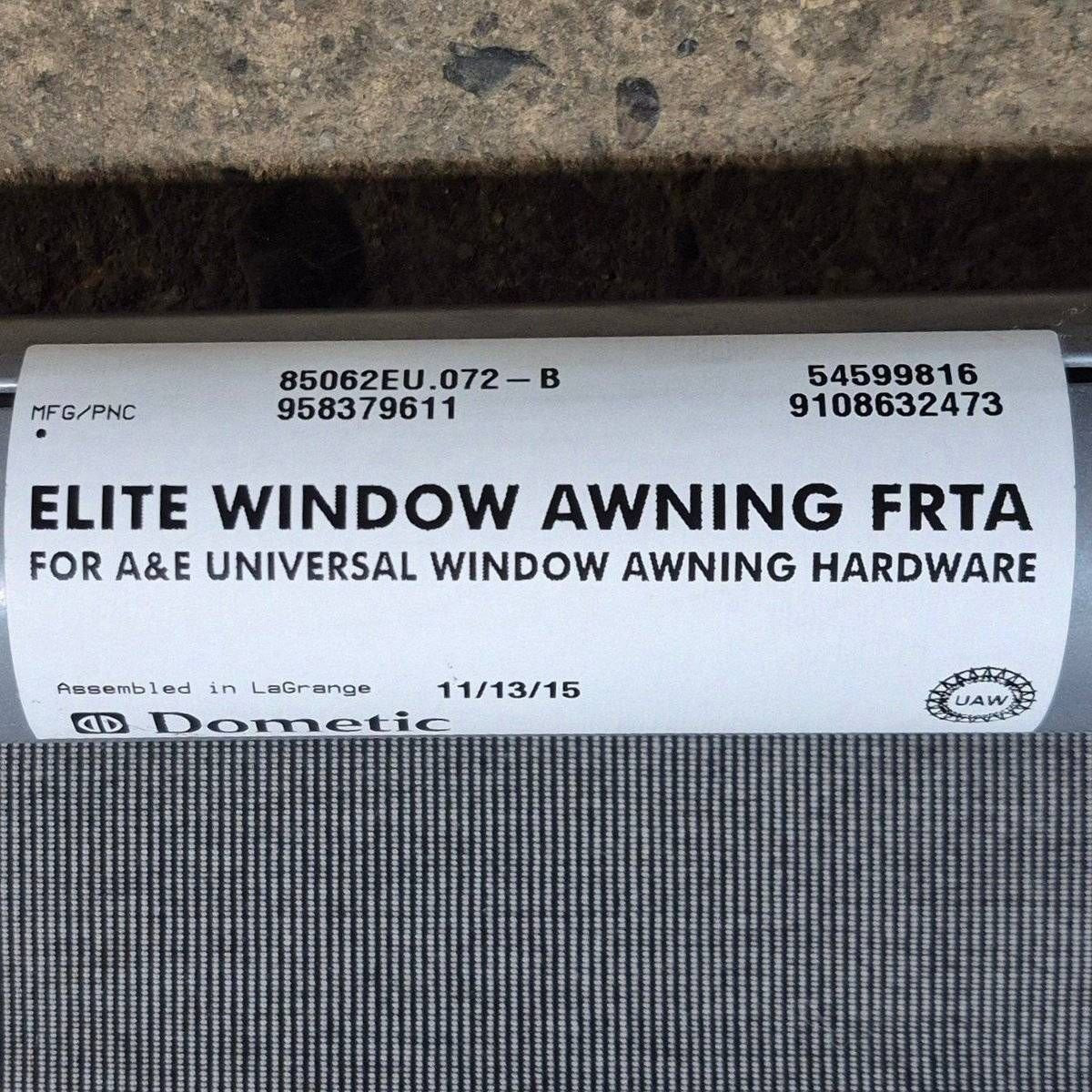 Used Dometic/ A&E Elite Window Awning, White Hardware, 6' - 85062EU.072 - B - Young Farts RV Parts