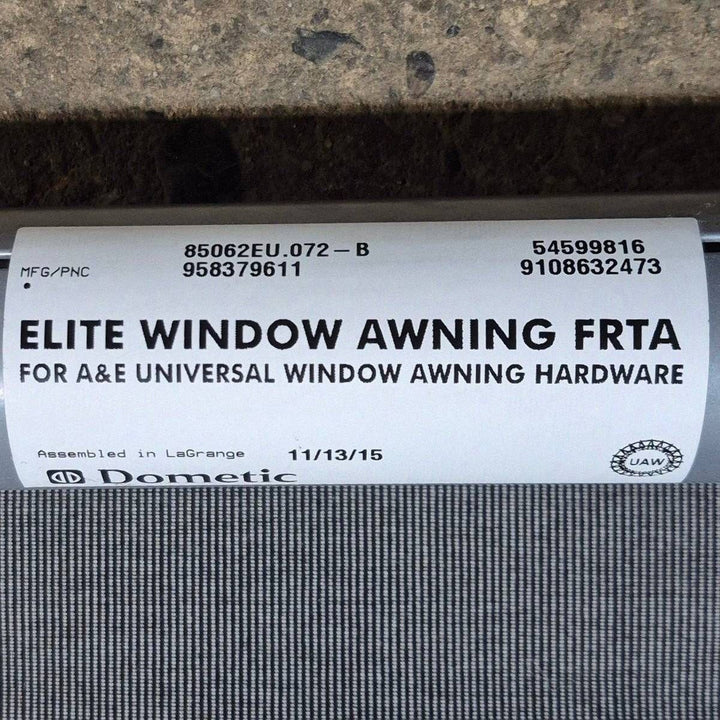 Used Dometic/ A&E Elite Window Awning, White Hardware, 6' - 85062EU.072 - B - Young Farts RV Parts