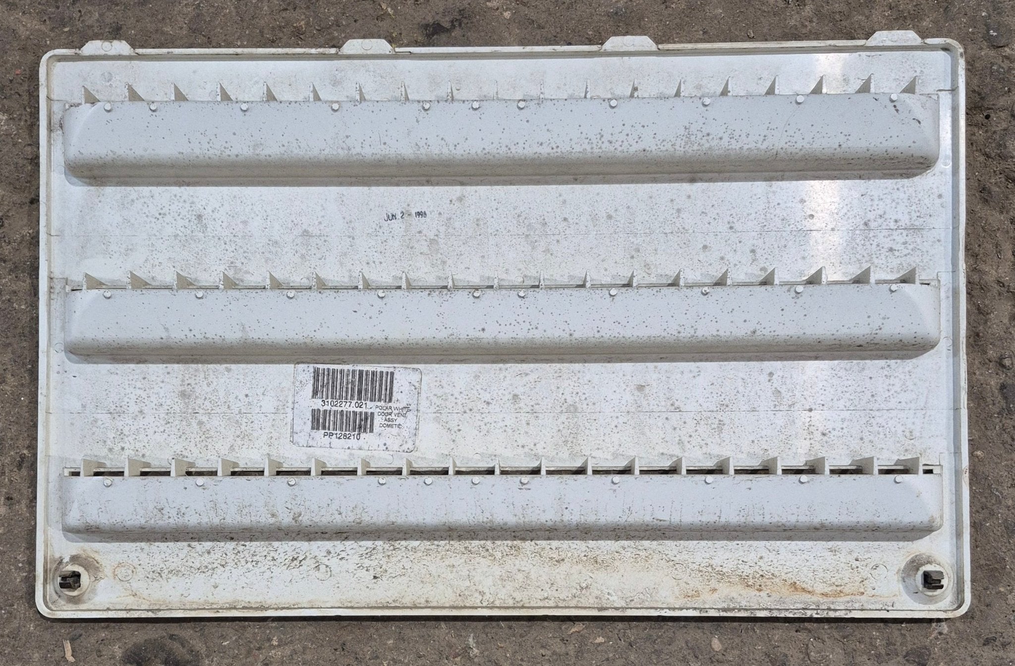 Used Dometic Air Intake Side Refrigerator Vent, Off White, No Frame - 3102277.021 - Young Farts RV Parts