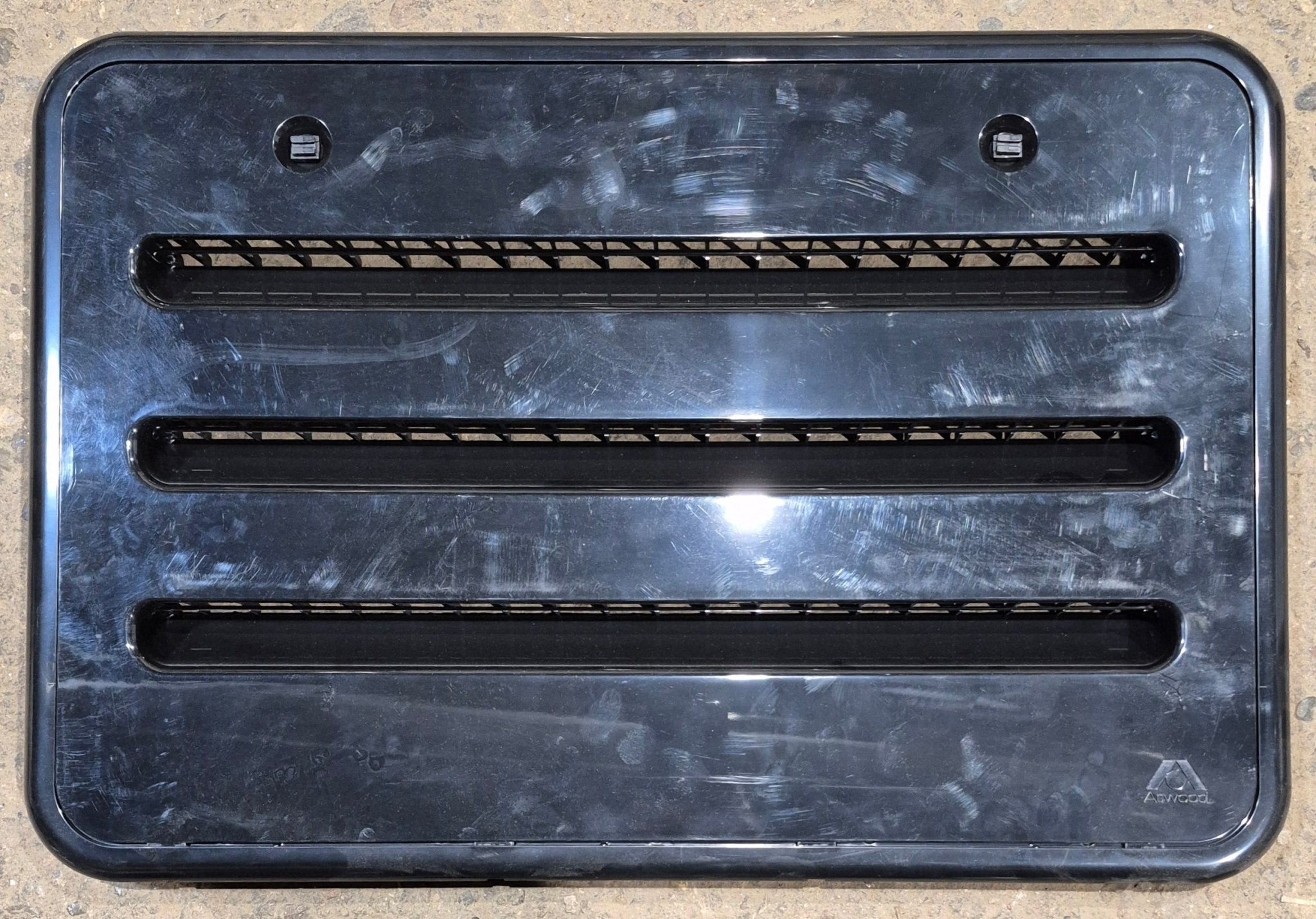 Used DOMETIC/ ATWOOD 13003 - Black Air Intake Side Refrigerator Vent - HAS FRAME - Young Farts RV Parts