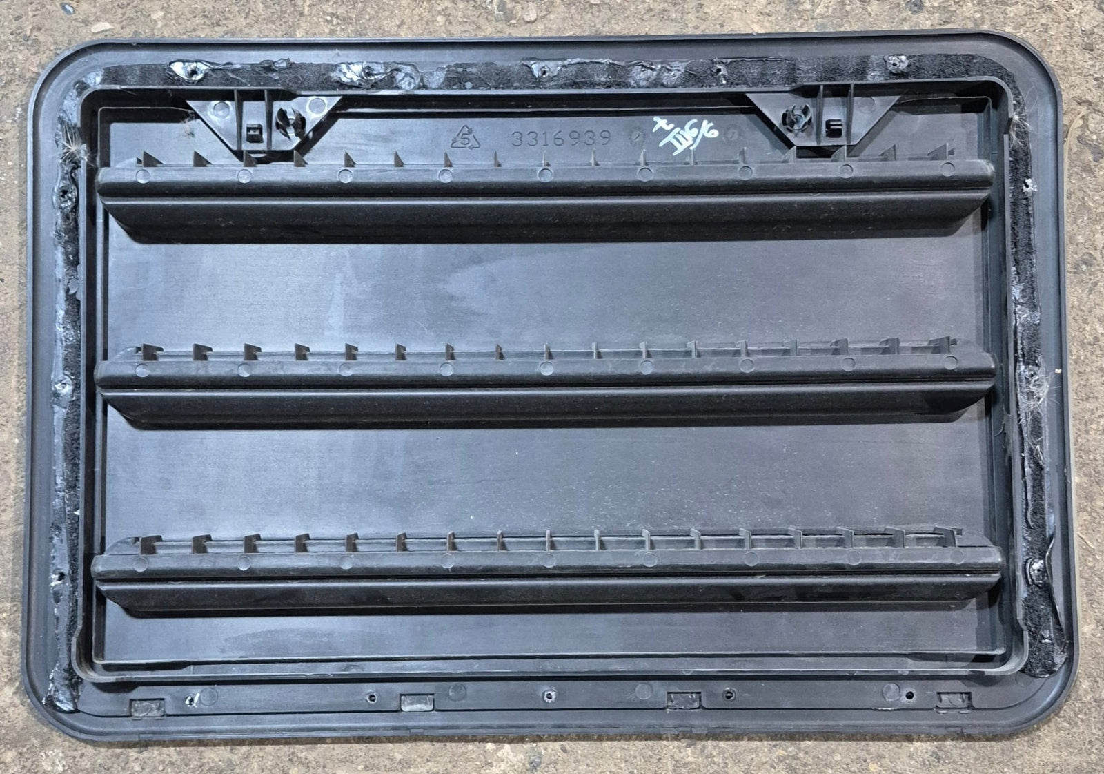 Used Dometic Black Air Intake Side Refrigerator Vent - HAS FRAME - Young Farts RV Parts