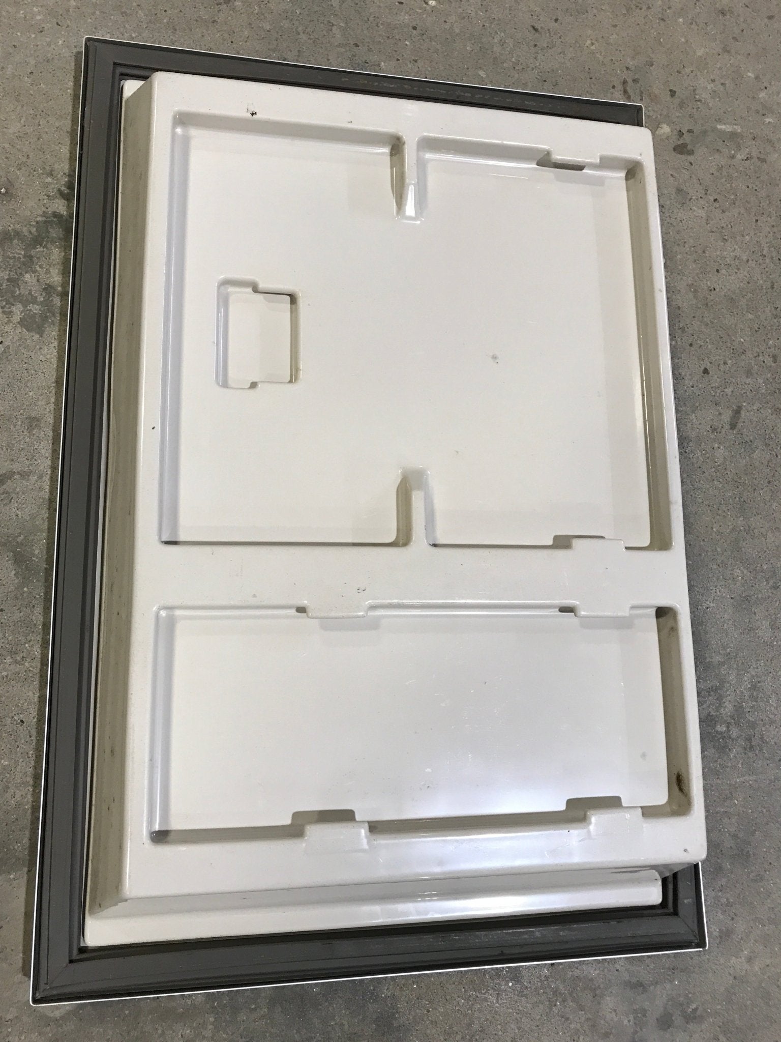 Used Dometic Refrigerator Freezer Door 2930930132 - 24 1/2" W x 16 1/2" H - Young Farts RV Parts