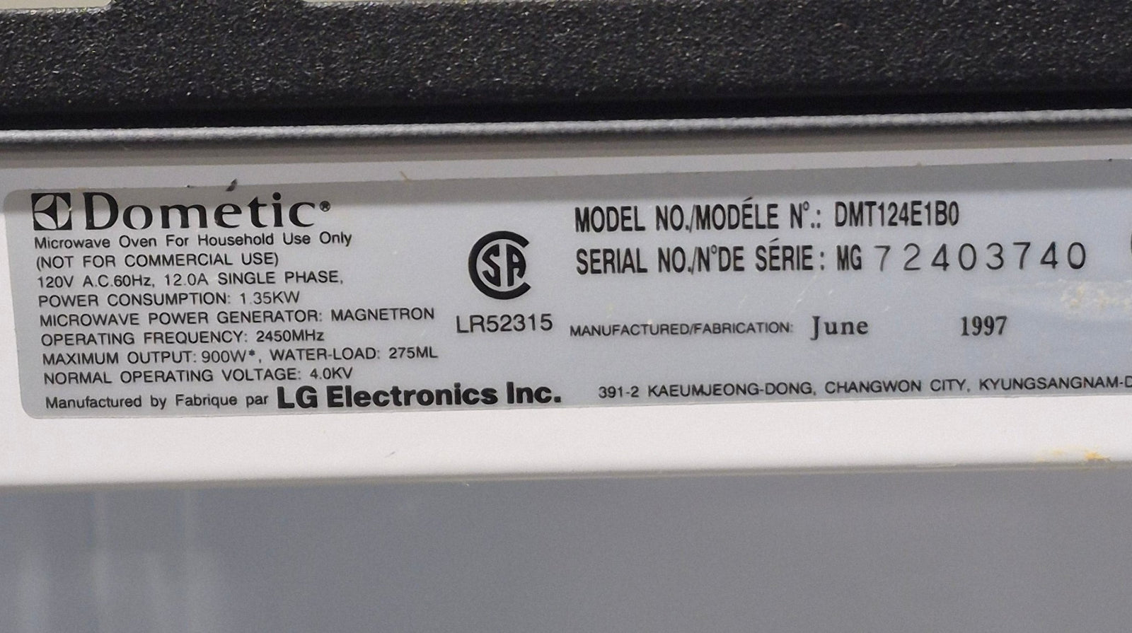 Used Dometic RV Microwave 22