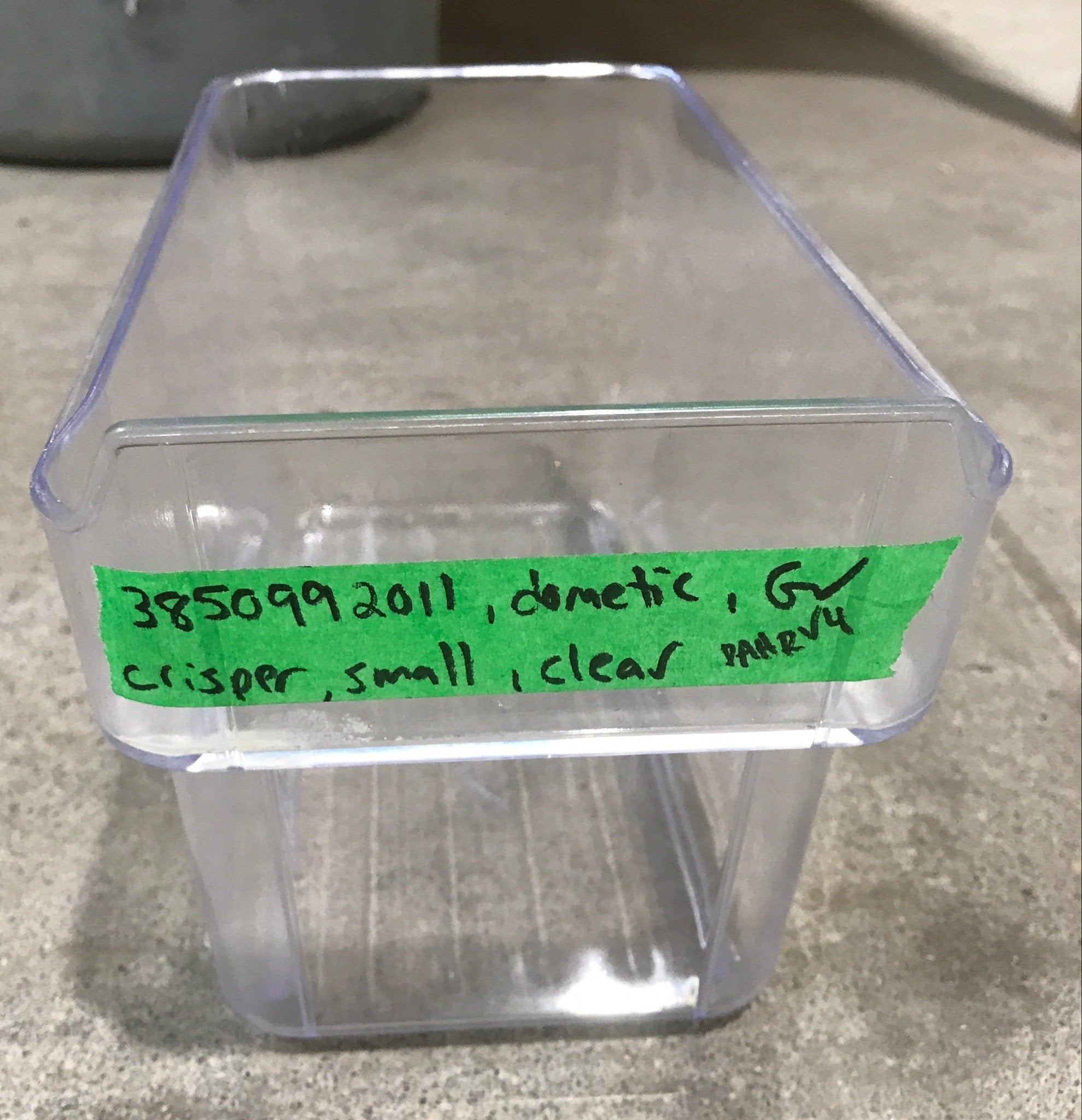 Used Dometic Small Crisper Bin, Clear - 3850992011 - Young Farts RV Parts