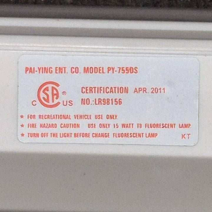 Used Dual Fluorescent Light Fixture - Model PY-755DS - Young Farts RV Parts