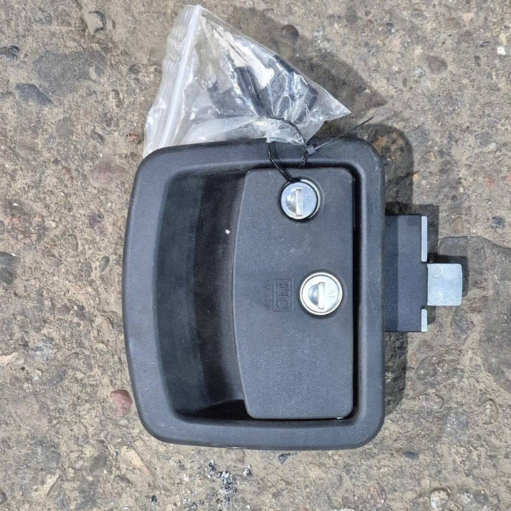 Used FIC Entry Door Lock Faceplate, With Deadbolt, Black - Leonardo - Young Farts RV Parts