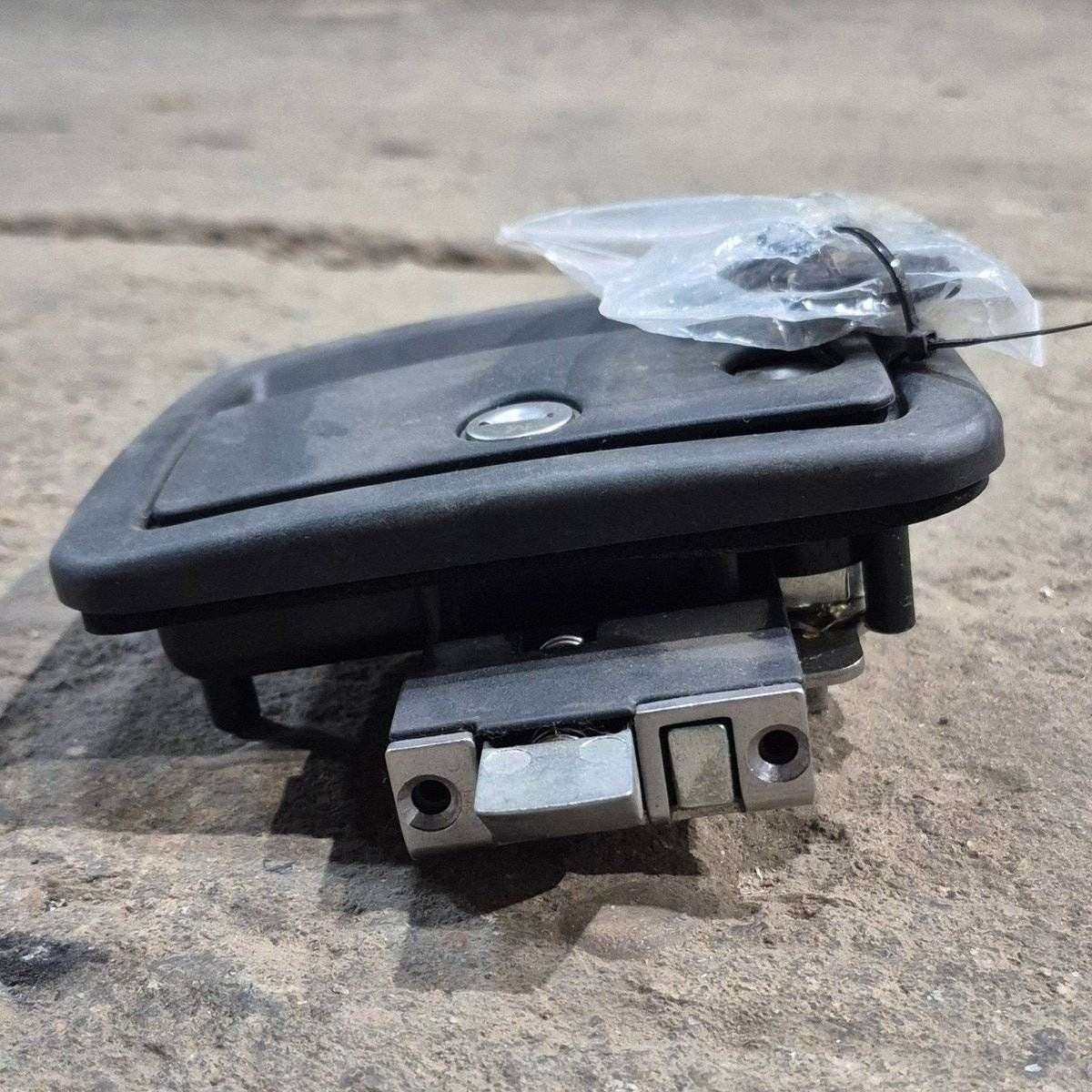 Used FIC Entry Door Lock Faceplate, With Deadbolt, Black - Leonardo - Young Farts RV Parts