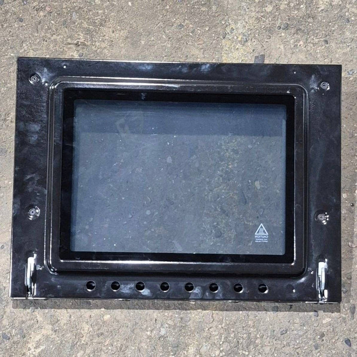 Used Furrion Oven Door , Black Glass Panel W/ Stainless Steel Trim & Handle - 21.375" x 15.75" x 3.875" - Young Farts RV Parts