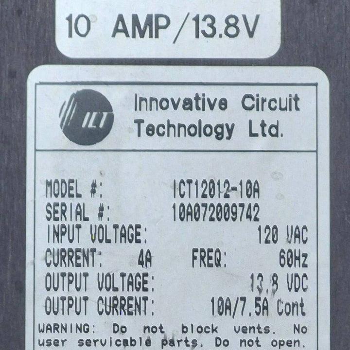 Used Innovative Circuit Technology Power Supply, 120 VAC - ICT12012 - 10A - Young Farts RV Parts