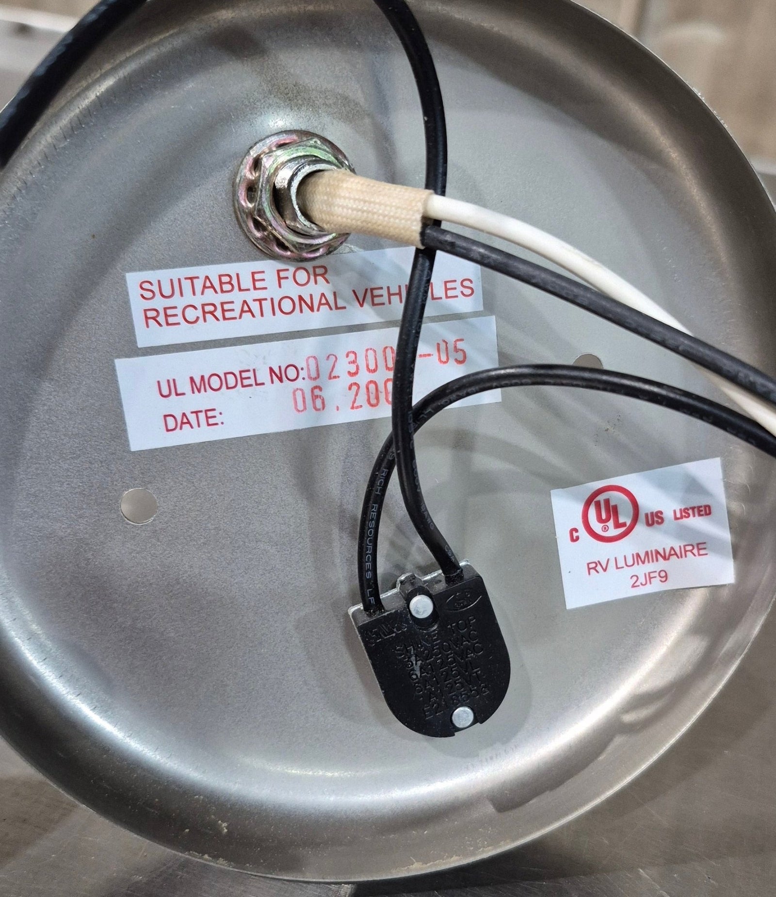 Used Interior Wall Mount Light Fixture, With Switch - Young Farts RV Parts