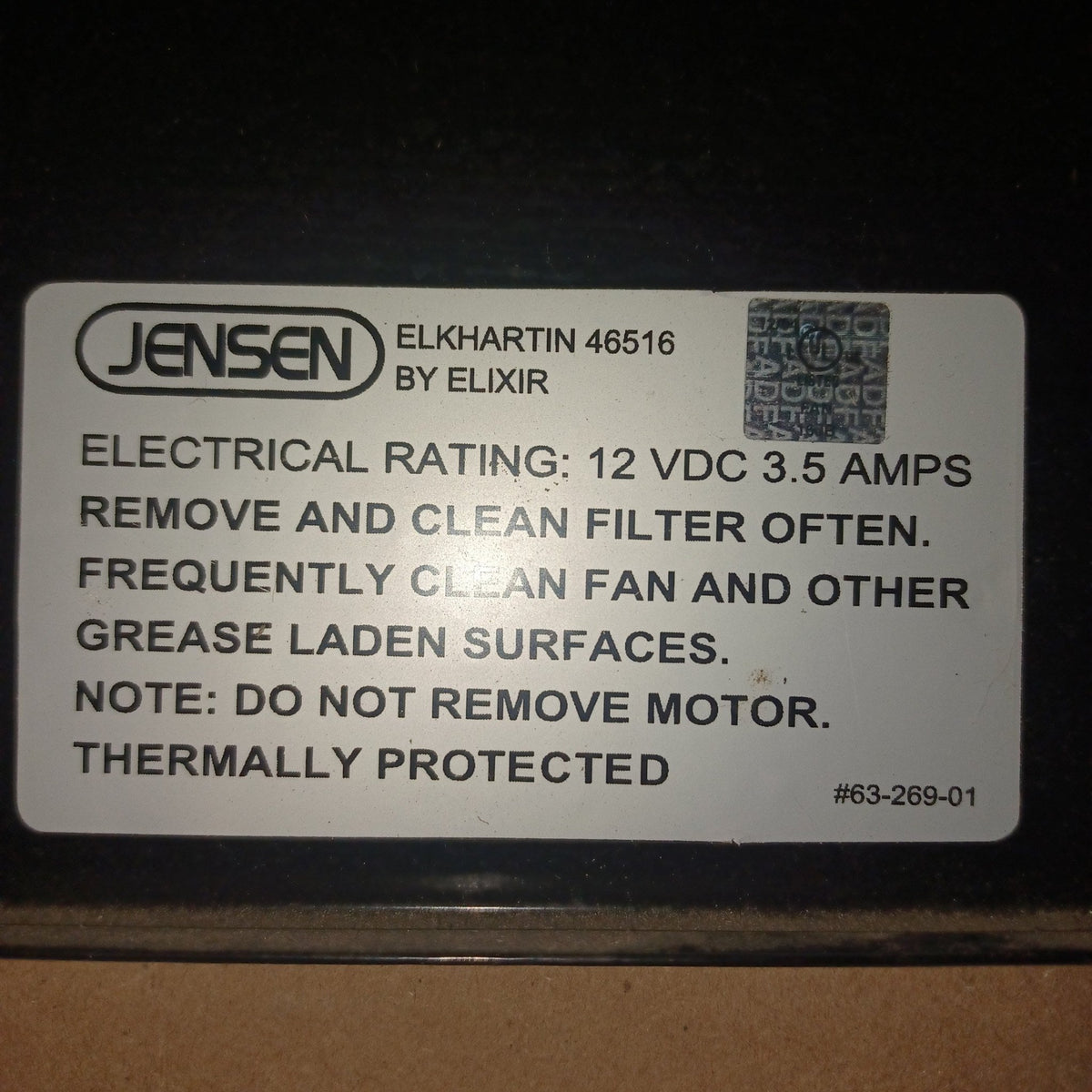 Used Jensen RV Range Hood Fan R0723500C - Young Farts RV Parts