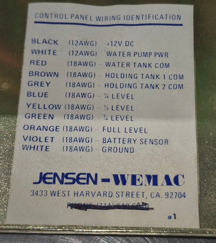 Used Jensen / Wemac, General Branded Control Panel - 8500 - Young Farts RV Parts