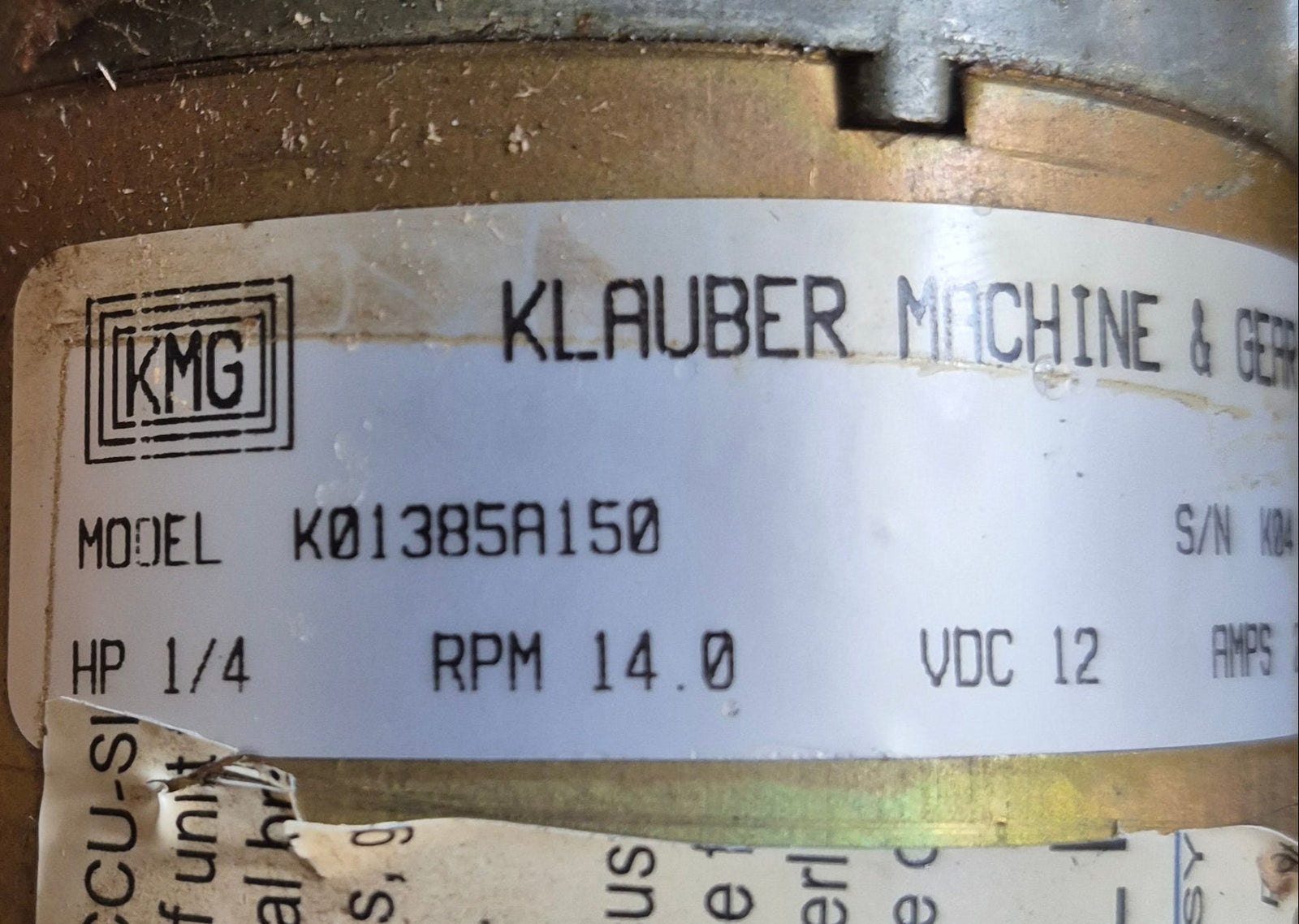 Used Klauber RV Slide Out Motor - K01385A150 - Young Farts RV Parts