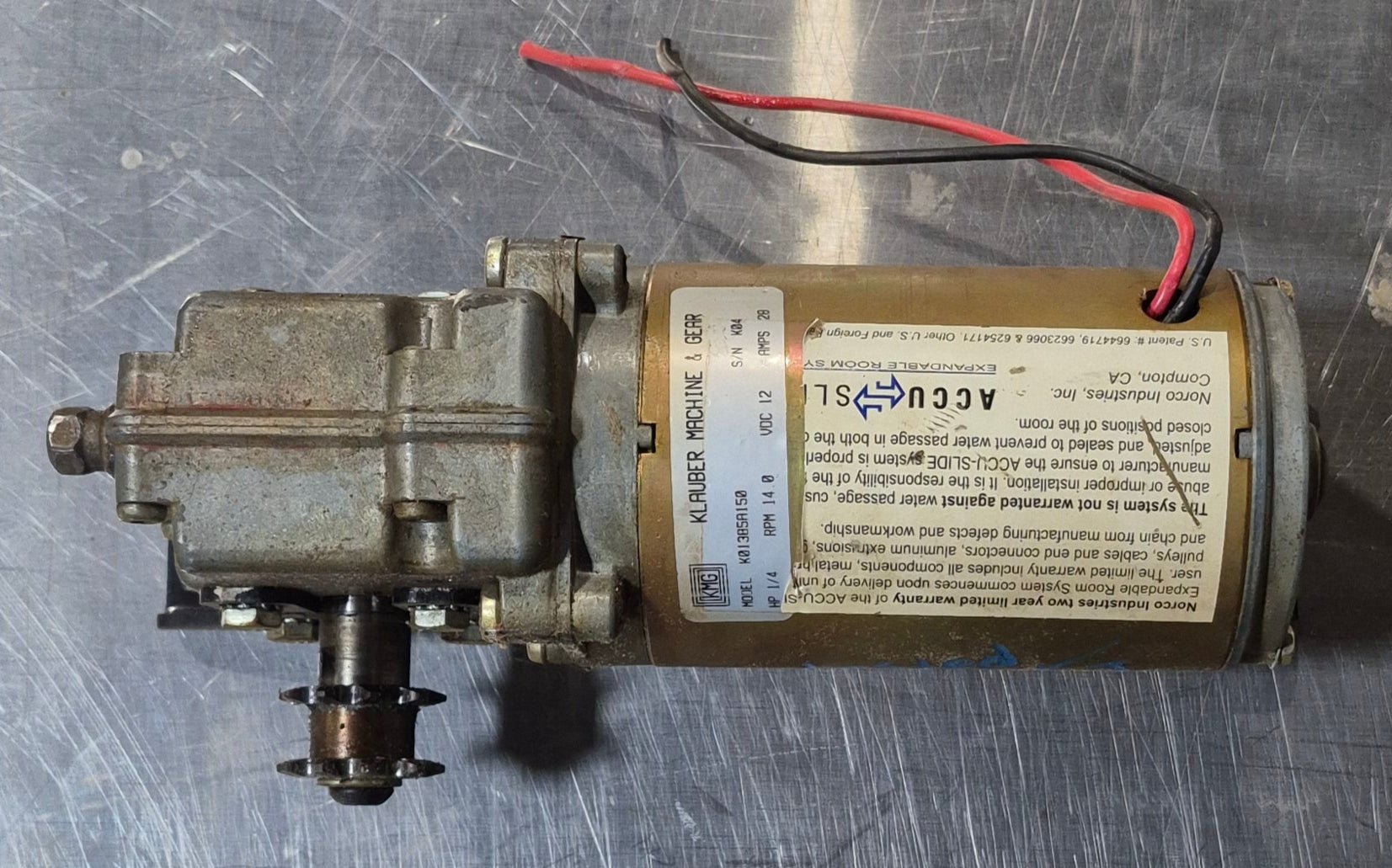 Used Klauber RV Slide Out Motor - K01385A150 - Young Farts RV Parts