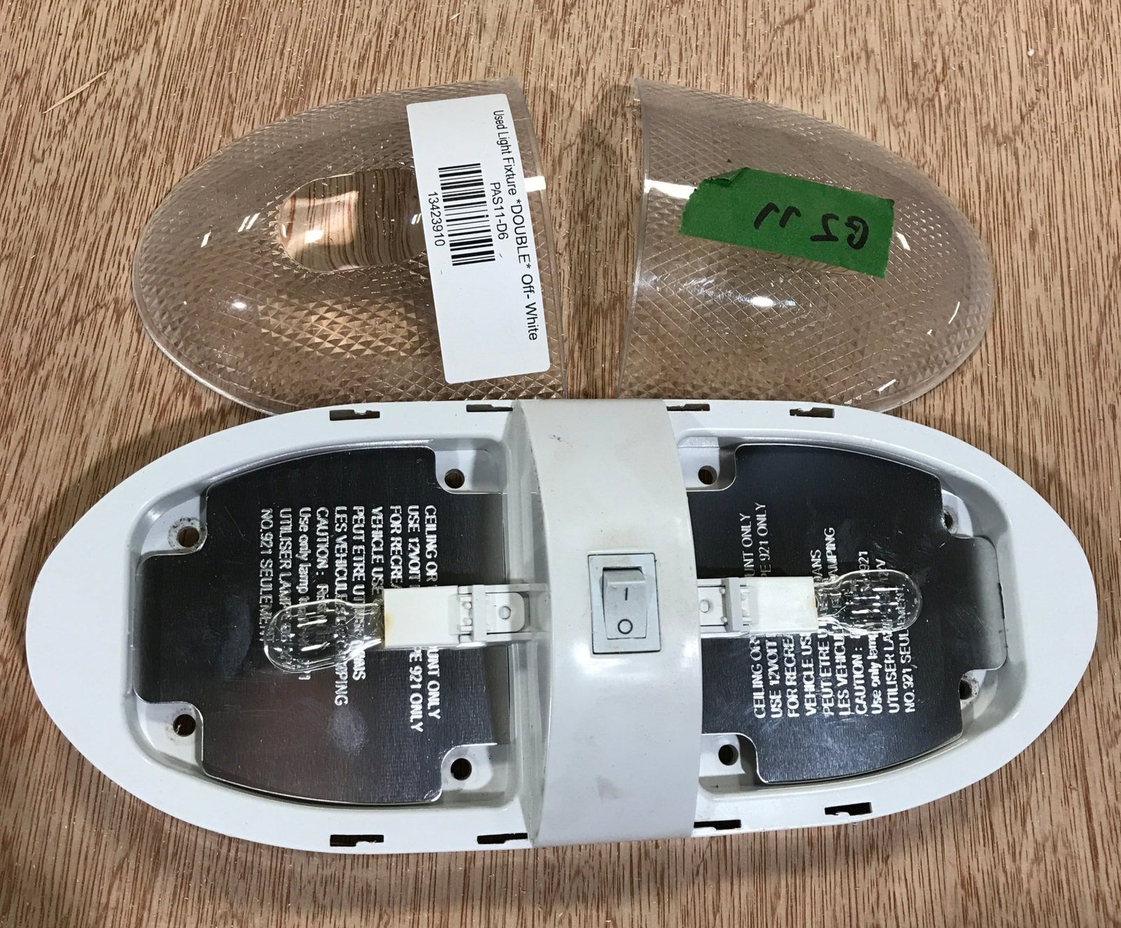 Used Light Fixture *DOUBLE* Off- White - Young Farts RV Parts