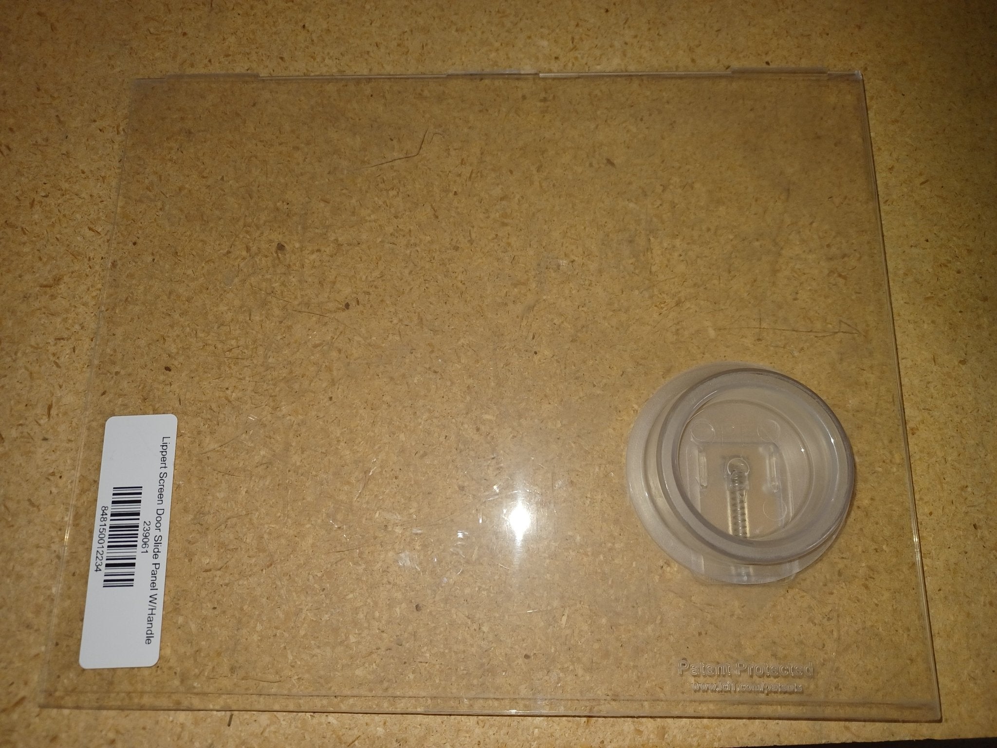 Used Lippert 239061 Clear Screen Door Slide Panel W/Handle - Young Farts RV Parts