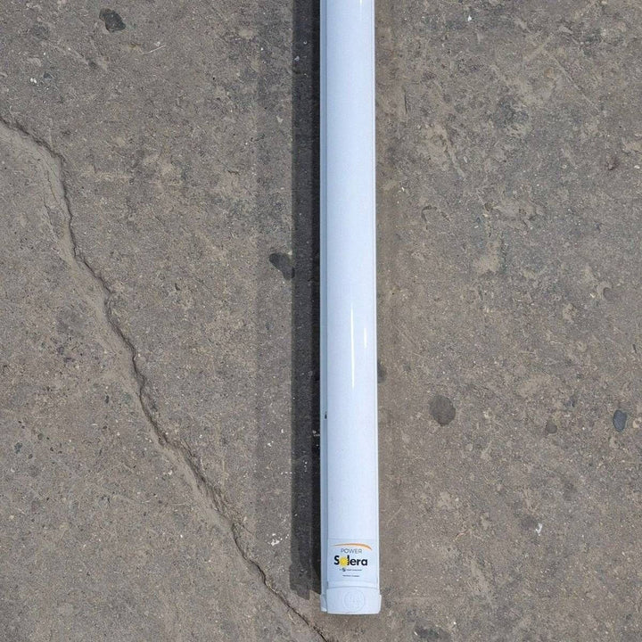 Used Lippert Awning Arm, Drive (Front), White, 59 1/2" - Solera Regal , 672049 (Drive Head) , 688366 (Arm Assembly) - Young Farts RV Parts