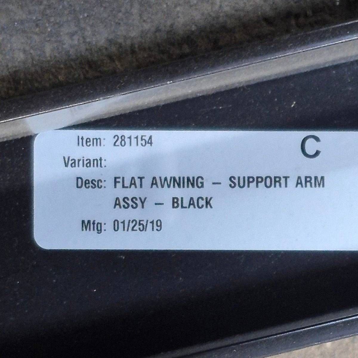 Used Lippert Awning Arm, Idler (Rear) Non - Powered, Black, 69
