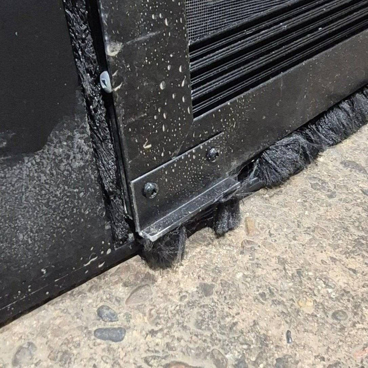 Used Lippert Toy Hauler Patio Wall Armor System Screen Door, Left Side - 82 1/4" X 47 5/8" - Young Farts RV Parts