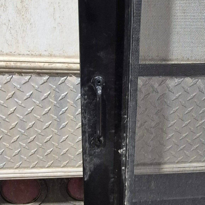Used Lippert Toy Hauler Patio Wall Armor System Screen Door, Left Side - 82 1/4" X 47 5/8" - Young Farts RV Parts