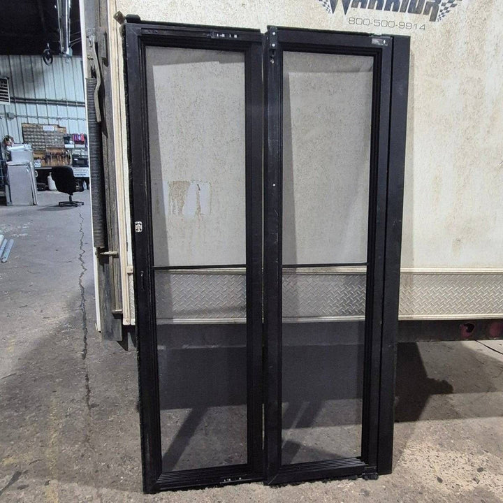 Used Lippert Toy Hauler Patio Wall Armor System Screen Door, Right Side - 82 1/4" X 47 5/8" - Young Farts RV Parts