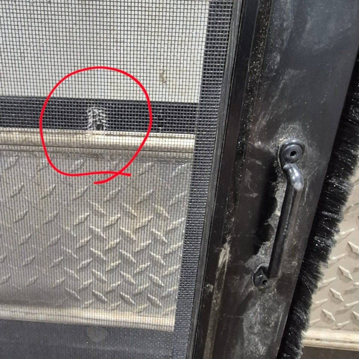 Used Lippert Toy Hauler Patio Wall Armor System Screen Door, Right Side - 82 1/4