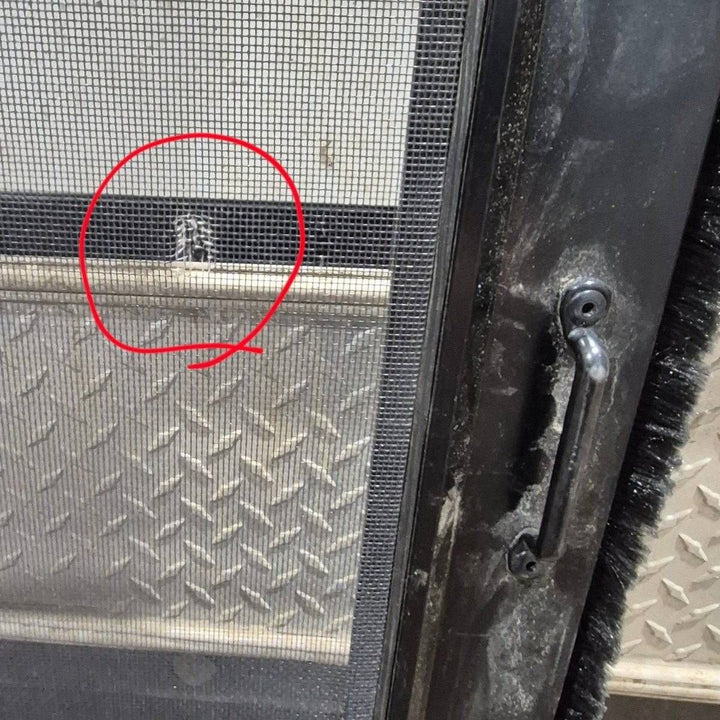 Used Lippert Toy Hauler Patio Wall Armor System Screen Door, Right Side - 82 1/4" X 47 5/8" - Young Farts RV Parts