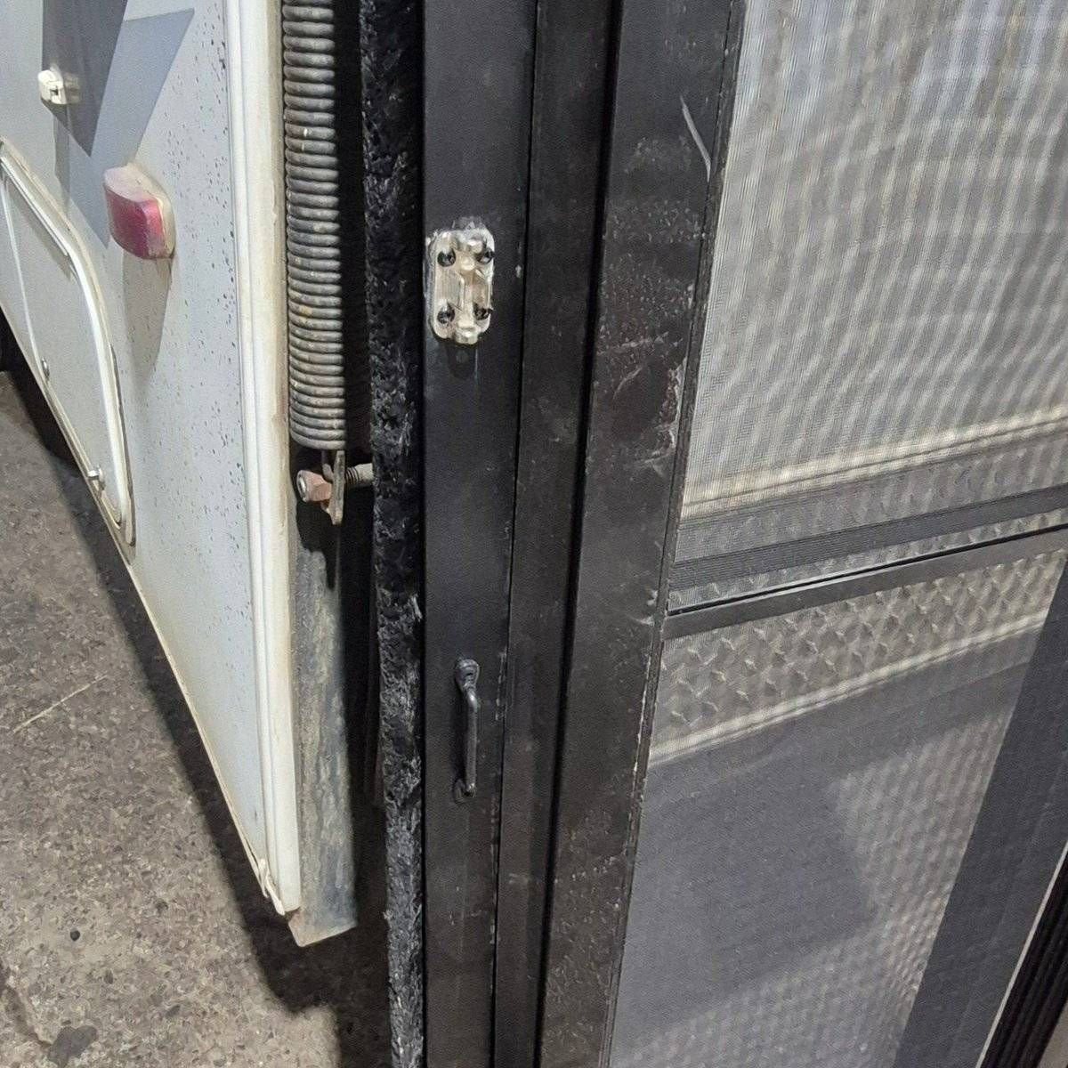 Used Lippert Toy Hauler Patio Wall Armor System Screen Door, Right Side - 82 1/4