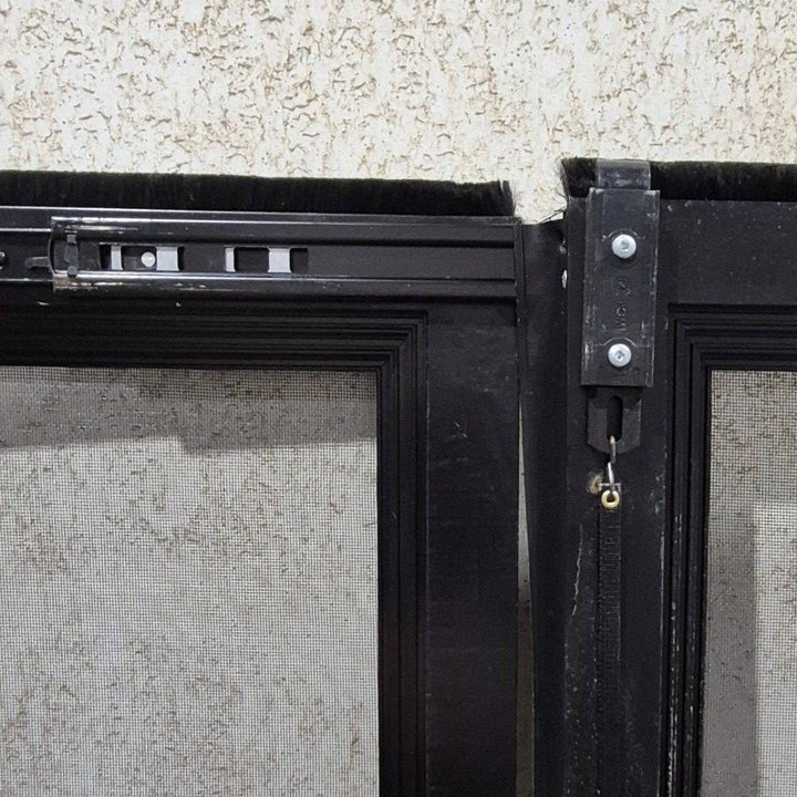 Used Lippert Toy Hauler Patio Wall Armor System Screen Door, Right Side - 82 1/4" X 47 5/8" - Young Farts RV Parts