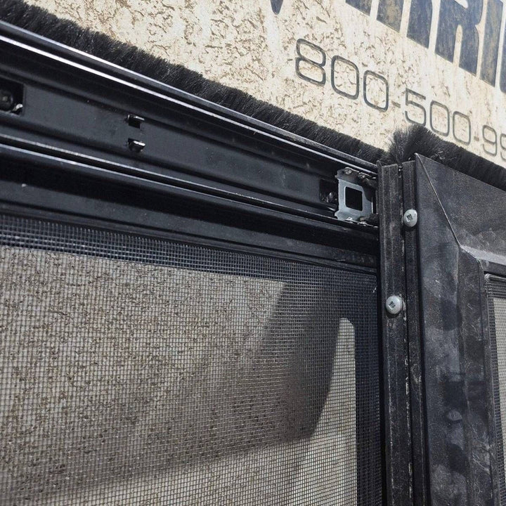 Used Lippert Toy Hauler Patio Wall Armor System Screen Door, Right Side - 82 1/4" X 47 5/8" - Young Farts RV Parts