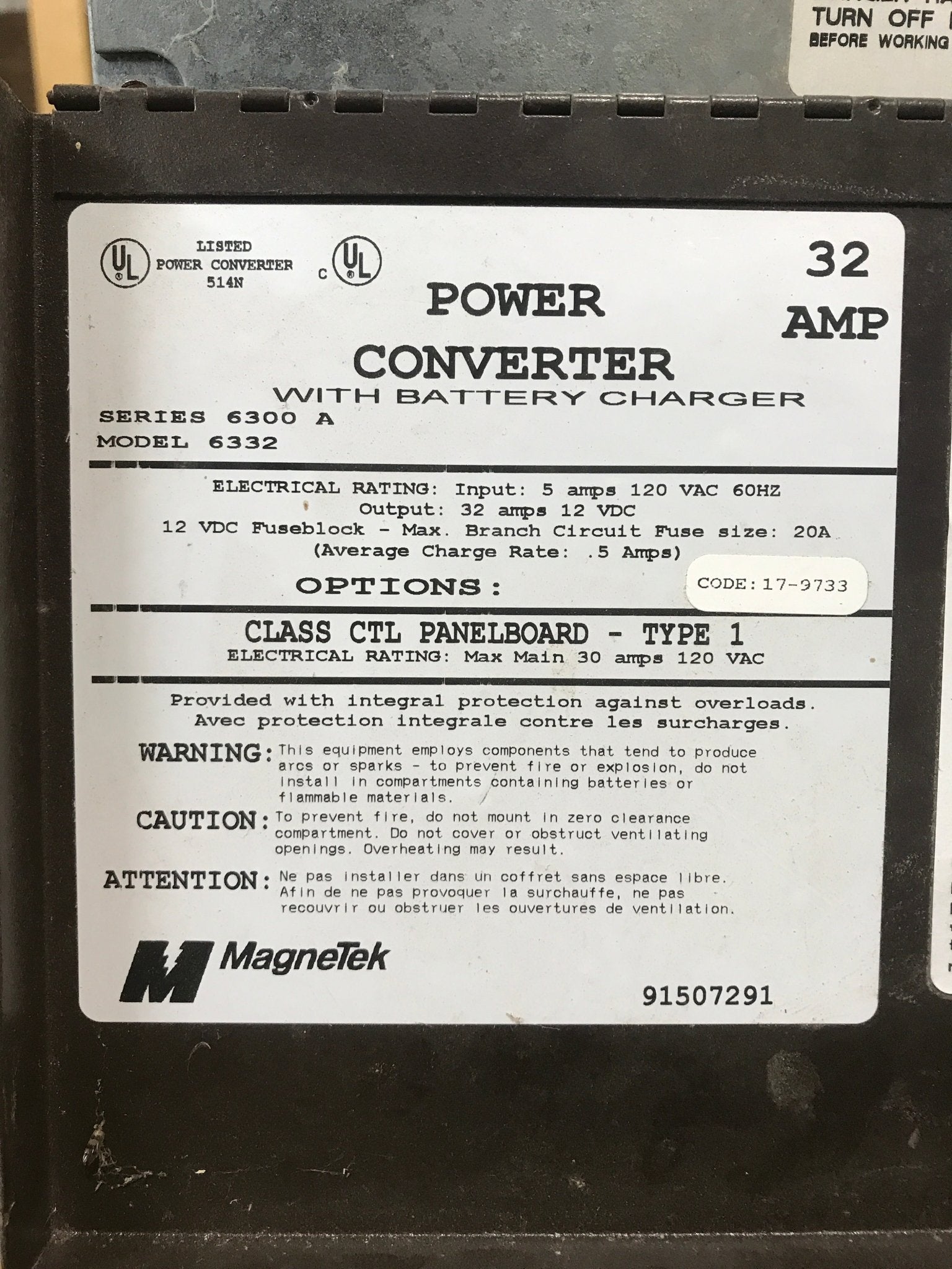 Used Magnetek 32 AMP Converter - Series 6300 A , Model 6332 - Young Farts RV Parts