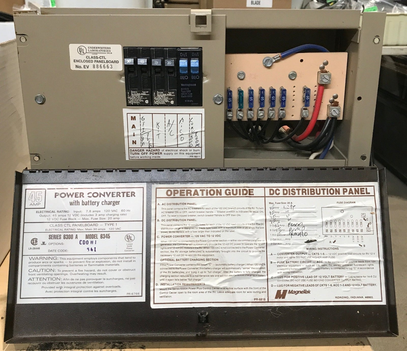 Used MAGNETEK 45 AMP Converter Series 6300 A Model 6345 - Young Farts RV Parts