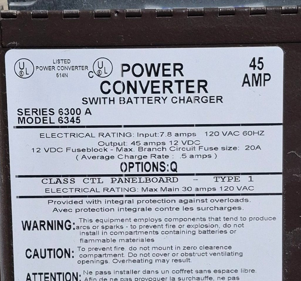 Used MAGNETEK 45 AMP Converter Series 6300 A Model 6345 - Young Farts RV Parts