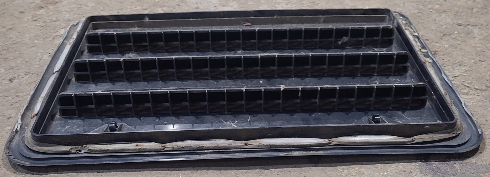Used Norcold 621156 - Black Air Intake Side Refrigerator Vent- HAS FRAME - Young Farts RV Parts