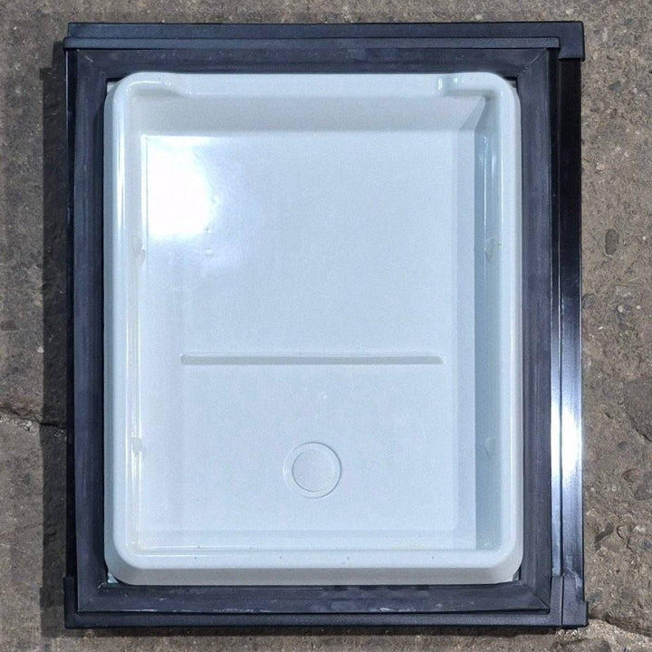 Used Norcold Refrigerator Upper (Freezer) Left Side Door, Black , 19.25" x 16.375" x 4.875" - 634074 - Young Farts RV Parts
